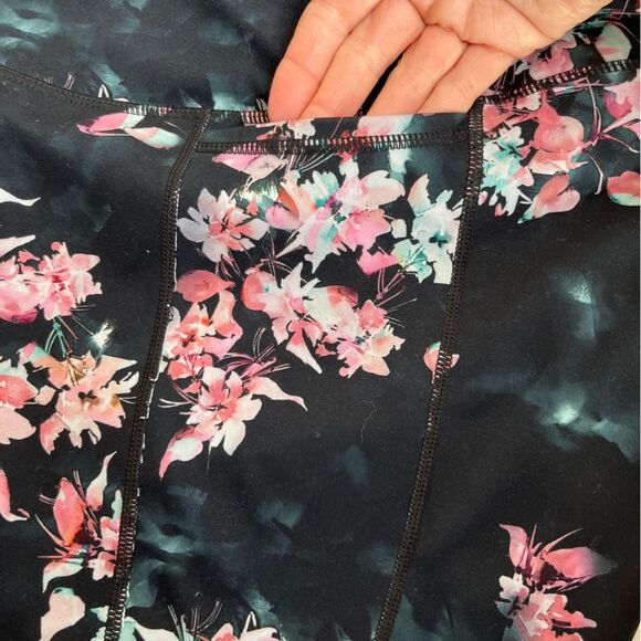 Gaiam Om Hiri Salutation High Waist Black Floral 7/8 Pockets Leggings Women XL - Picture 10 of 15
